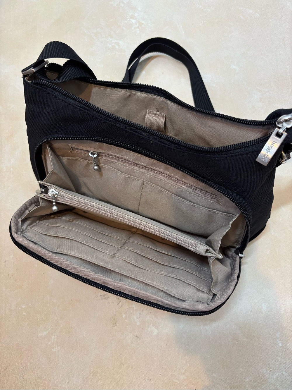 Baggallini Everyday Black Nylon Crossbody Bag with built in wallet - Picture 5 of 7